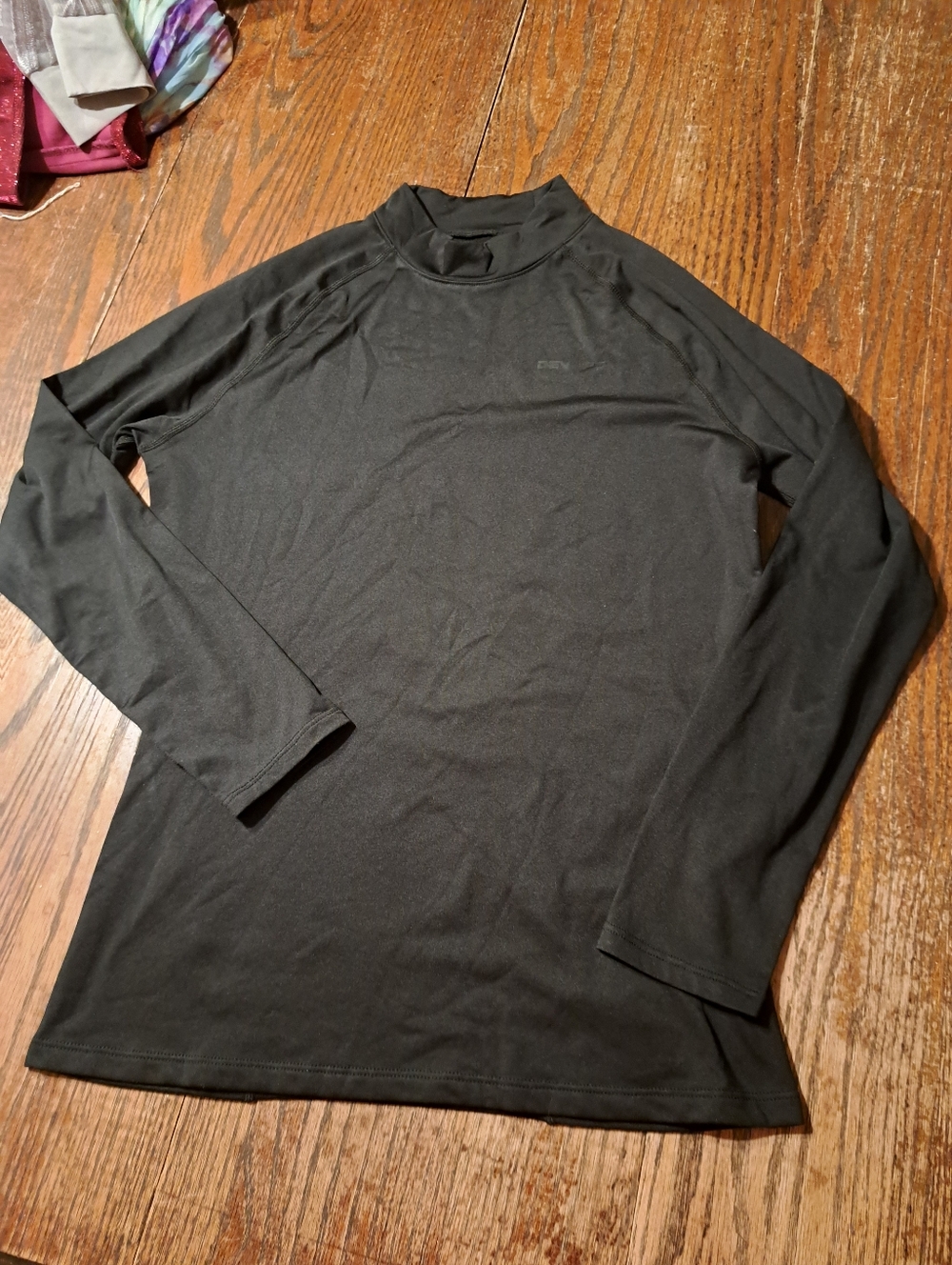 New Large Devops Black Long Sleeve Mock Turtleneck Activewear Casual Shirt Top